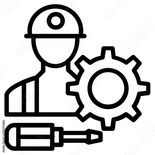 
Man with screwdriver showing concept of repairman and technician 
