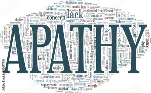 Apathy vector illustration word cloud isolated on a white background.