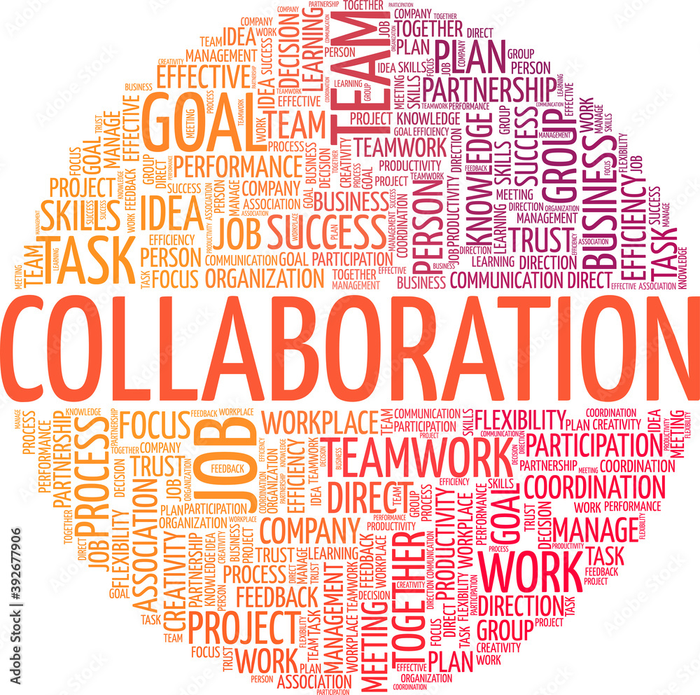 Collaboration vector illustration word cloud isolated on a white background.