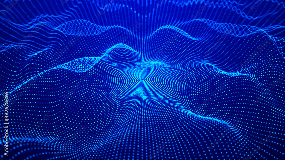 Abstract gradient dynamic wave of glowing particles. Network of neon dots. Big data. Digital background. 3d rendering Abstract gradient dynamic wave of glowing particles. Network of neon dots. Big data. Digital background. 3d rendering