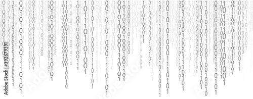 white matrix of zeros and ones. Binary computer code. Abstract digital background. Vector Illustration.
