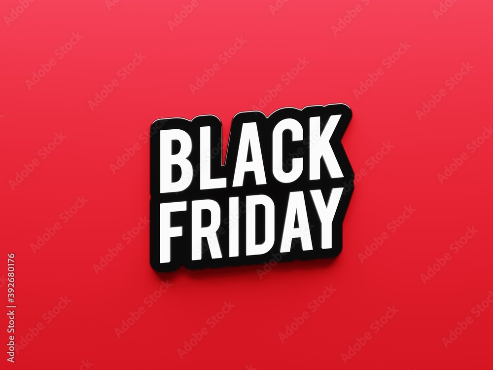 Fototapeta premium Black Friday text with nice glossy outline on red background