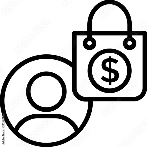 
A man with dollar cash bag concept of buyer
