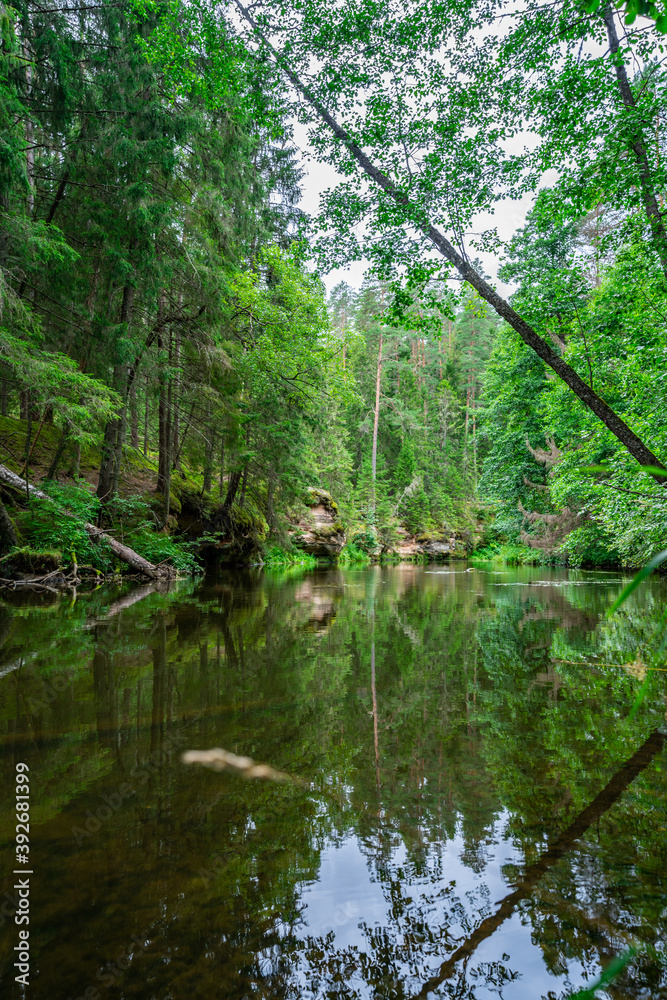 Outcrops of Devonian sandstone on the banks of Ahja river, Estonia. Outcrops of Devonian sandstone on the banks of Ahja river, Estonia.