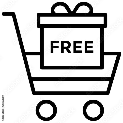 
A gift box on hand cart concept of free shopping gift 
