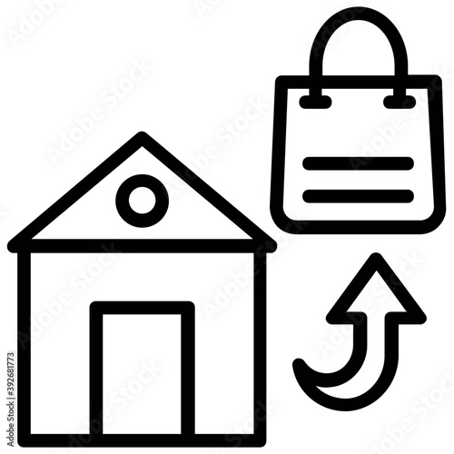 
A home with shopping bag concept of shopping at home
