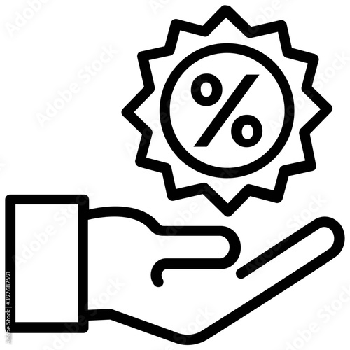 
A hand presenting the percentage badge concept of discount offer
