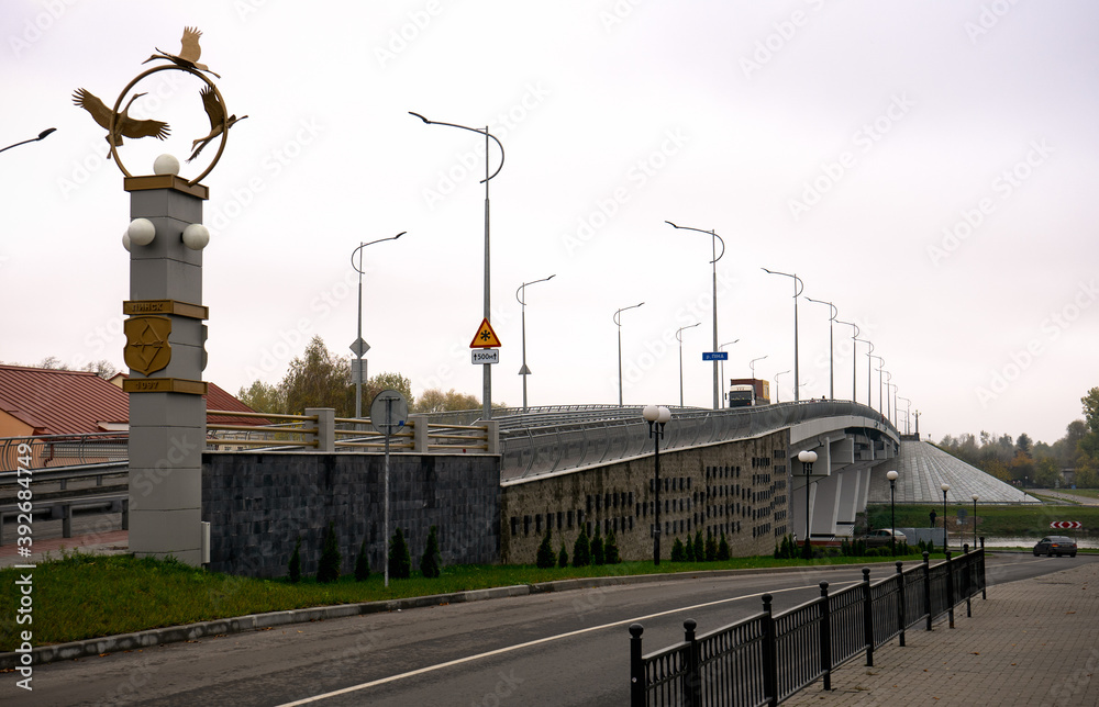 New automobile bridge over the Pina River in the city of Pinsk, Belarus October 20 2020