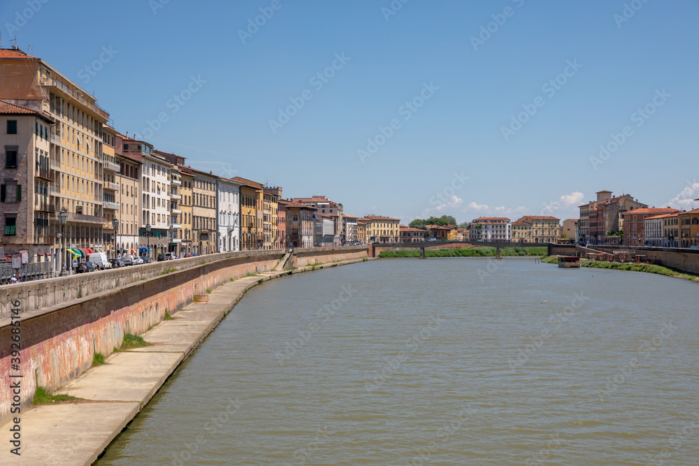 Fototapeta premium Panoramic view on historic center of Pisa city and river Arno