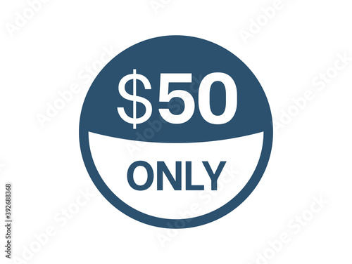 $50 Dollar price icon. 50 USD Price Tag