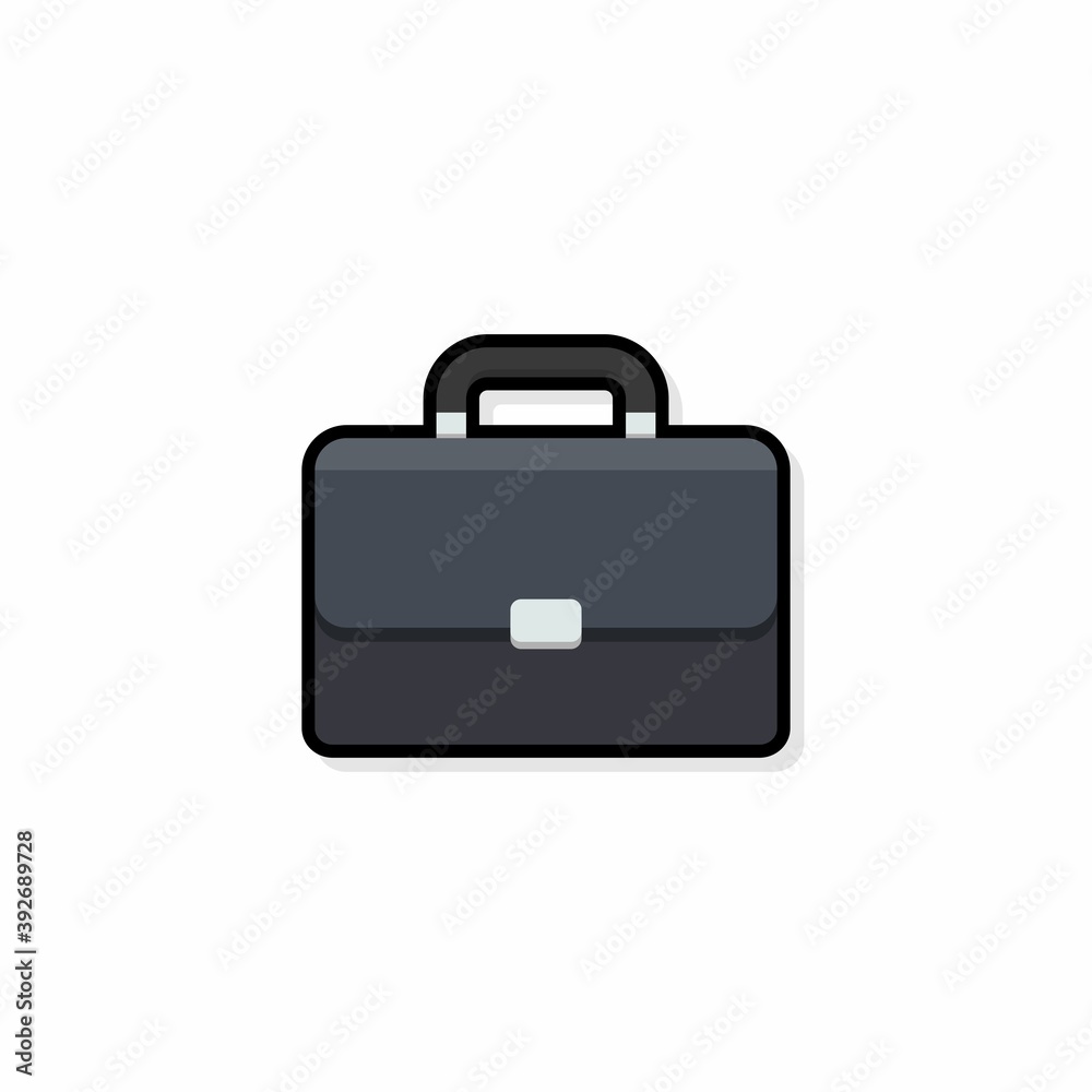 Briefcase Black Stroke and Shadow icon vector isolated. Briefcase Black Stroke and Shadow icon vector isolated.
