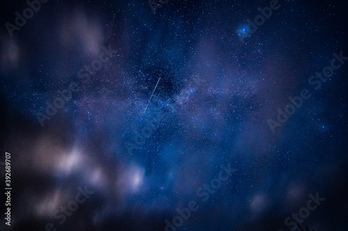 Overhead milky way with stars in clear summer night. Country side. 