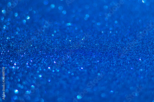 Universal celebration background, perfect for Christmas, blue glitter, selective focus