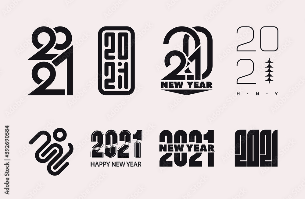 Set modern creative design signs 2021 happy new year Set modern creative design signs 2021 happy new year