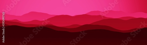 cute red hills peaks in sunrise cg backdrop illustration