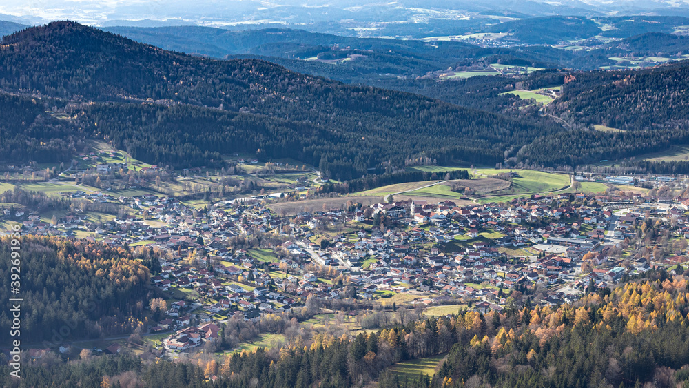 Blick über Bodenmais im Bayerischen Wald