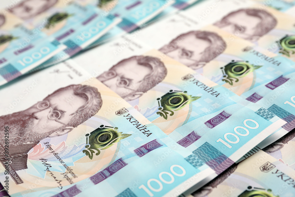Closeup view of Ukrainian money as background. National currency Closeup view of Ukrainian money as background. National currency