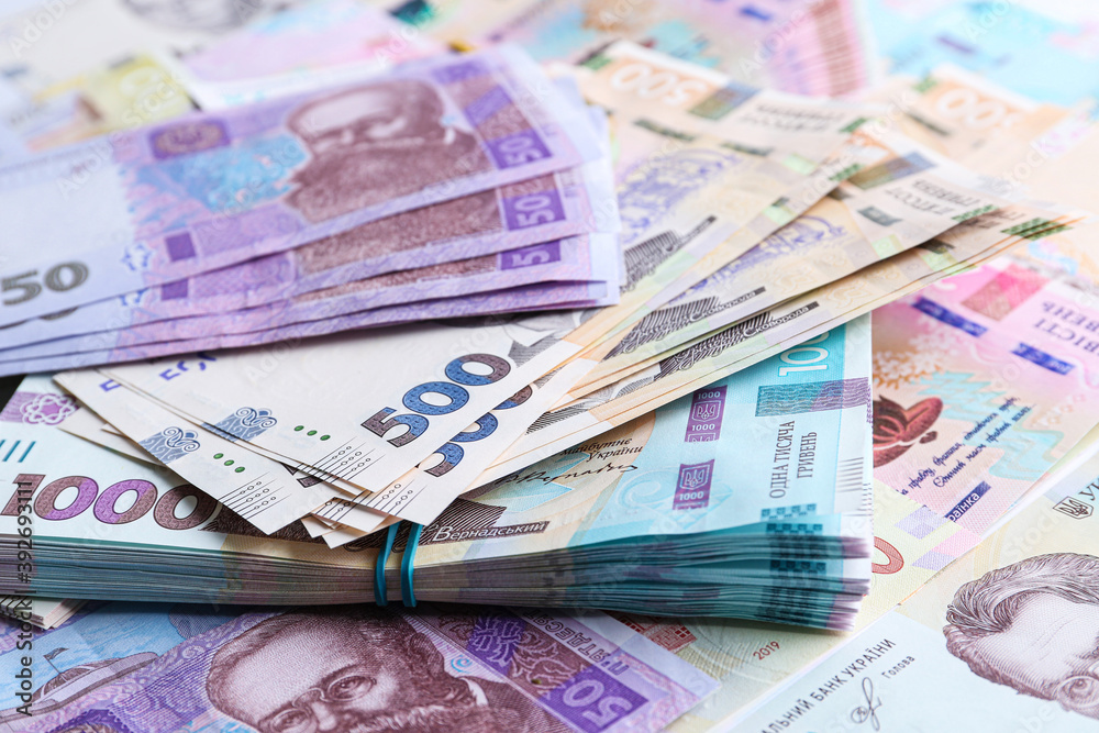 Closeup view of Ukrainian money as background. National currency Closeup view of Ukrainian money as background. National currency