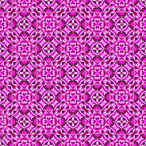 Geometric seamless pattern, ornament, abstract pink background, fashion print, vector texture for textile, fabric, wrapping paper, decoration.