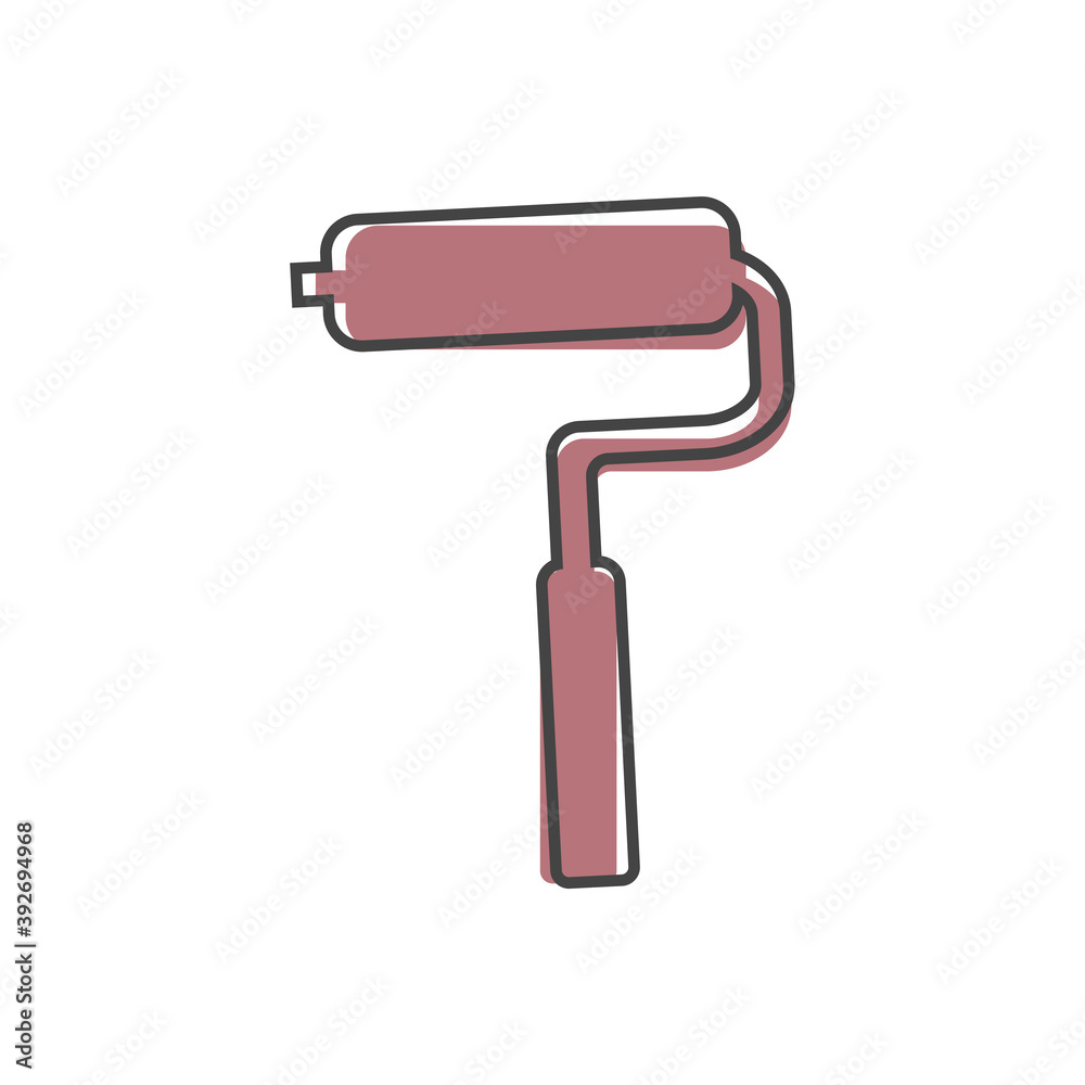 Vector icon image Paint roller cartoon style on white isolated background. Vector icon image Paint roller cartoon style on white isolated background.