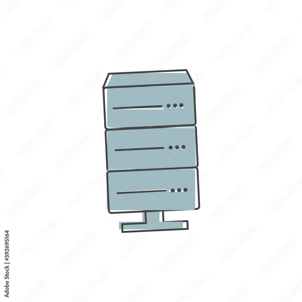 Vector data center icon. Illustration server cartoon style on white ...