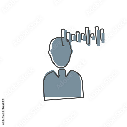 Vector voice recognition icon. User illustration and voice message cartoon style on white isolated background.