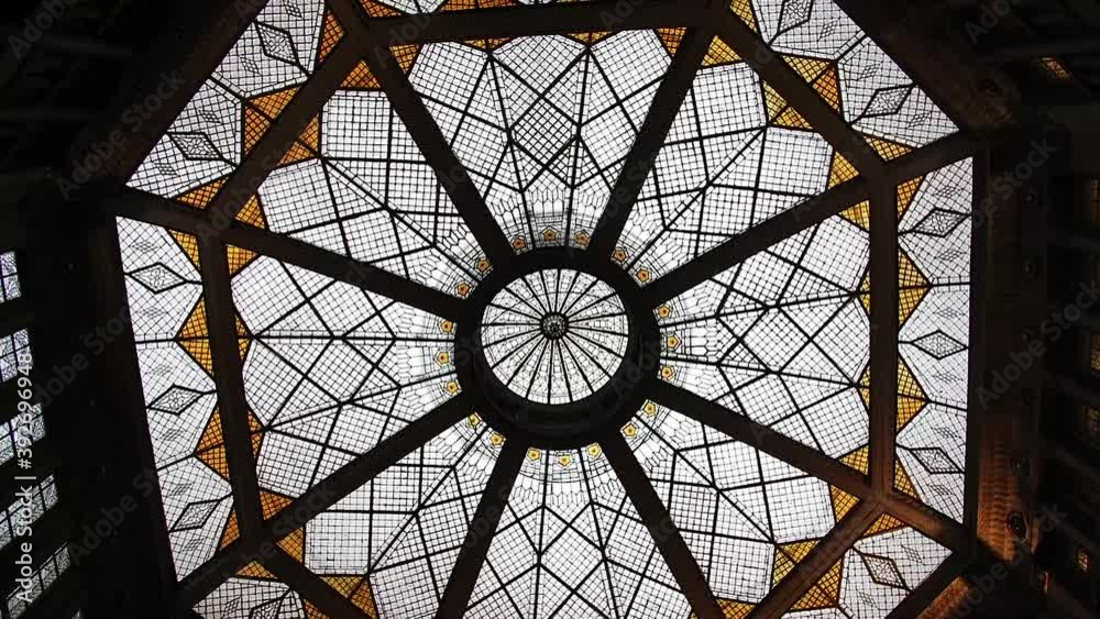 Iconic Prague's skylight. Close up.
High angle, twist movement, slow motion, HD.
