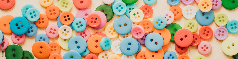 Multi-colored Plastic Buttons. Long Banner Multi-colored Plastic Buttons. Long Banner