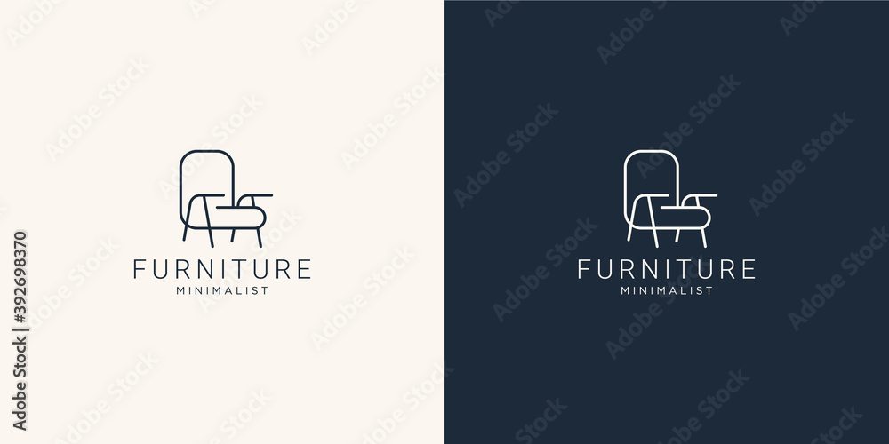 creative Minimalist furniture logo with chair for store. logo design