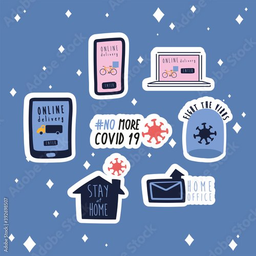 bundle of new norm letterings campaign set flat style icons