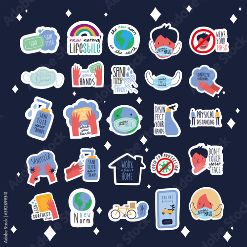 bundle of twenty five new norm letterings campaign set flat style icons