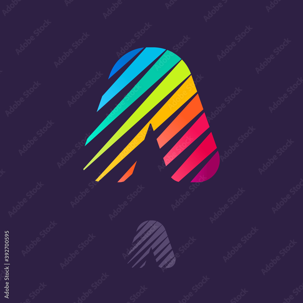 Letter A logo with multicolor diagonal lines. Letter A logo with multicolor diagonal lines.
