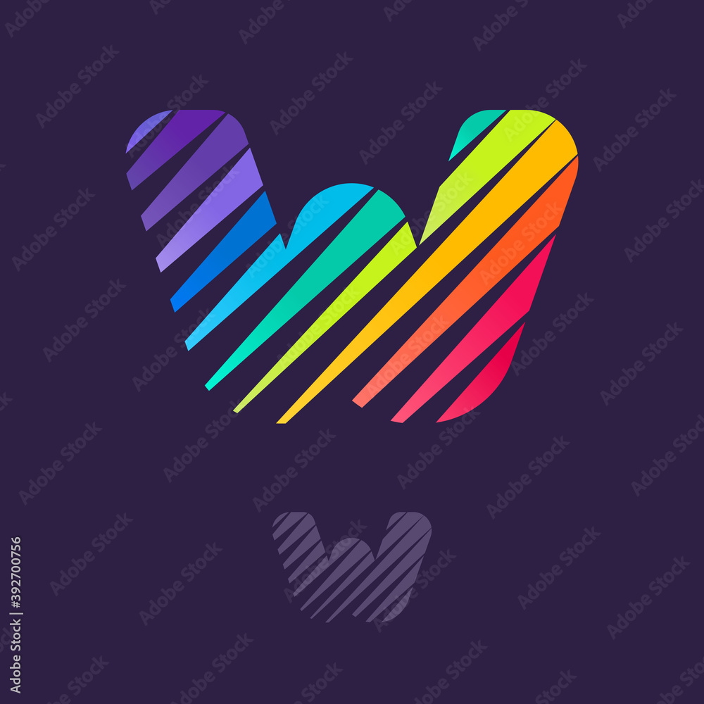 W letter logo with multicolor diagonal lines. W letter logo with multicolor diagonal lines.