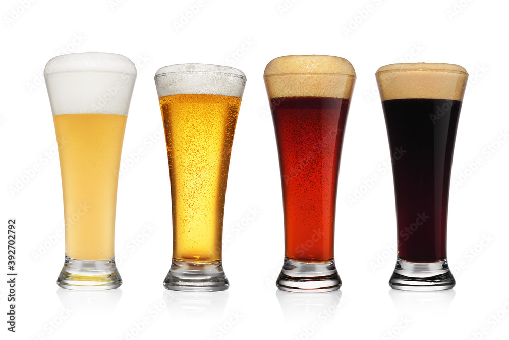 Set of different various of beers isolated on white. Set of different various of beers isolated on white.