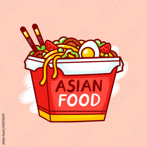 Wok noodle box logo. Vector