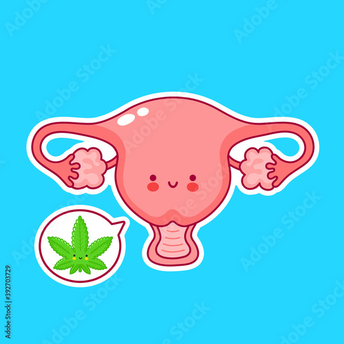 Cute happy funny uterus organ character
