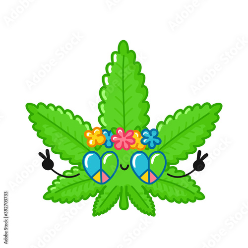 Cute funny happy weed marijuana leaf