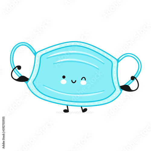 Cute happy medical face mask character
