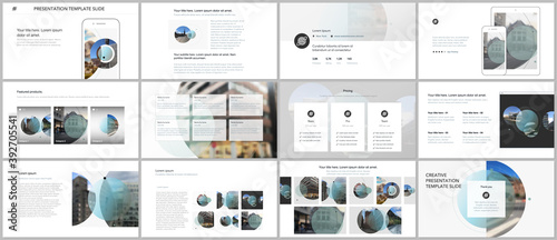 Presentation design vector templates, multipurpose template for presentation slide, flyer, brochure cover design with abstract circle banners. Social media web banner. Social network photo frame.