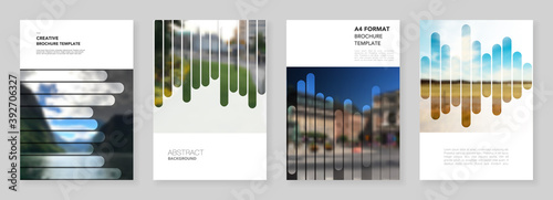 A4 brochure layout of covers design templates for flyer leaflet, A4 brochure, report, presentation, magazine cover, book. Background template with lines, photo place for business design. Minimal style