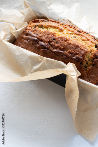 loaf tin lined with baking paper 