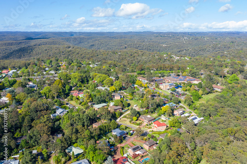 Aerial view of the township of Springwood in regional New South Wales in Australia photo