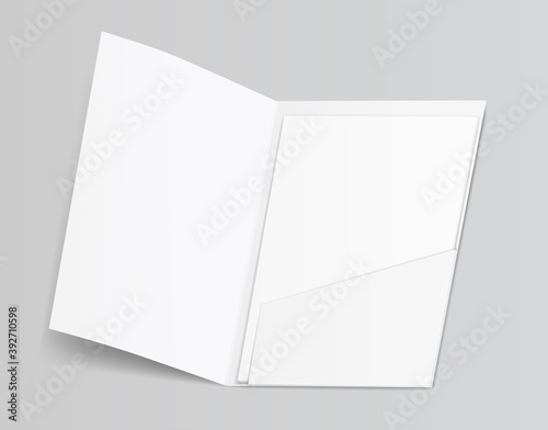 3D blank clean white folder for document papers sheets A4 container isolated on gray background