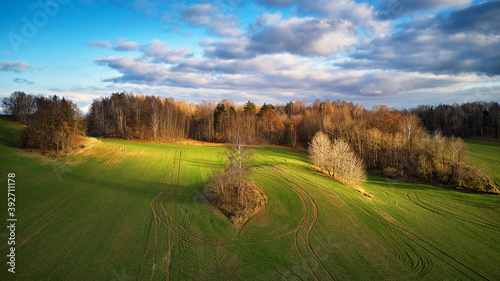 Obraz na płótnie Picturesque November landscape. Rural Rolling Hills w salonie