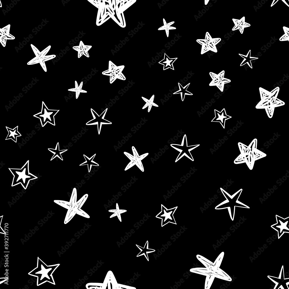 hand drawn stars seamless pattern. Doodle star texture. Sky and night background. hand drawn stars seamless pattern. Doodle star texture. Sky and night background.
