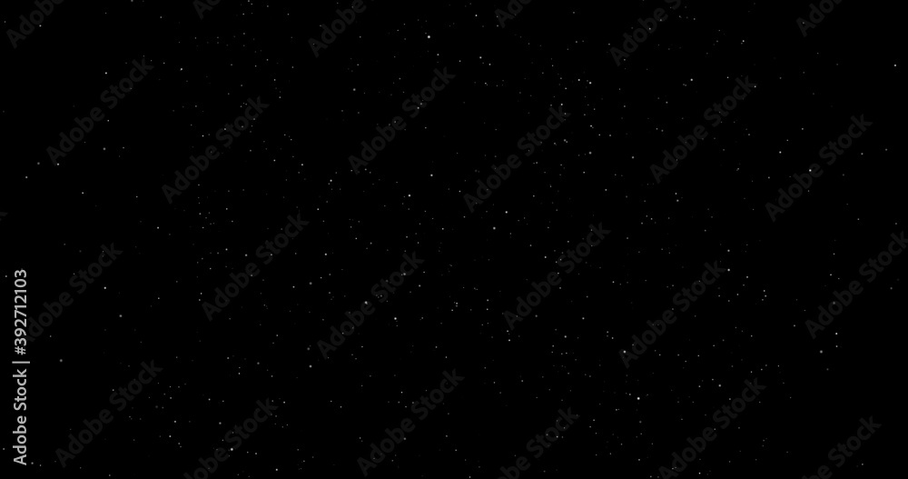 3D Illustration realistic snow fall Christmas xmas overlay twinkling sparkling stars space in isolated black night sky