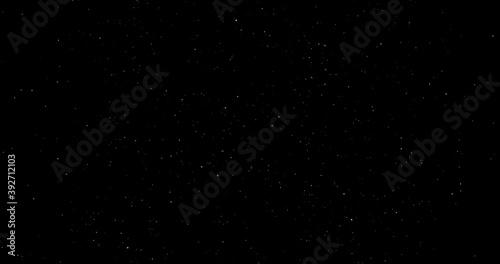 3D Illustration realistic snow fall Christmas xmas overlay twinkling sparkling stars space in isolated black night sky