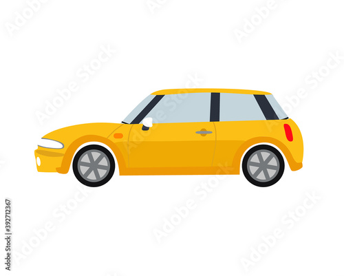 yellow car, transport illustration in flat style, on white background - vector