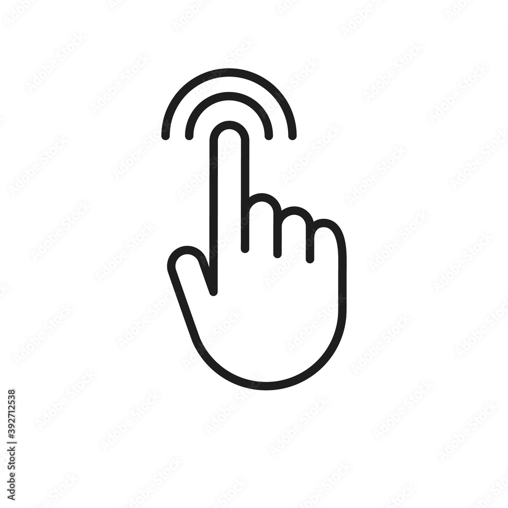 Clicking hand icon. Finger pointer vector graphic. Click symbol. Clicking hand icon. Finger pointer vector graphic. Click symbol.