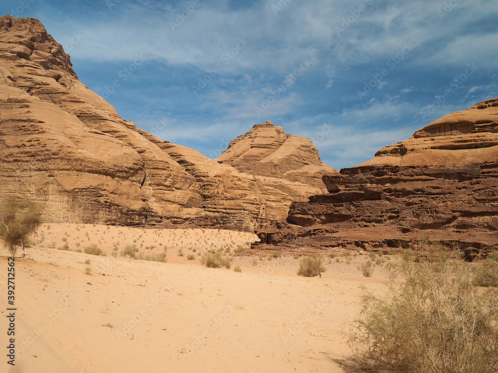 Rocks formation in Wadi Rum canyon, Jordan Rocks formation in Wadi Rum canyon, Jordan